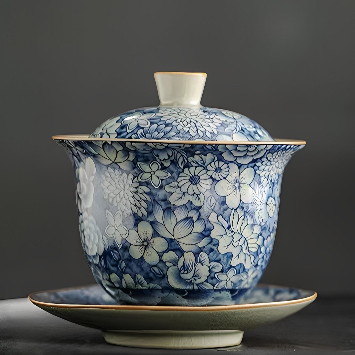 Blue-and-White Porcelain Lidded Tea Set