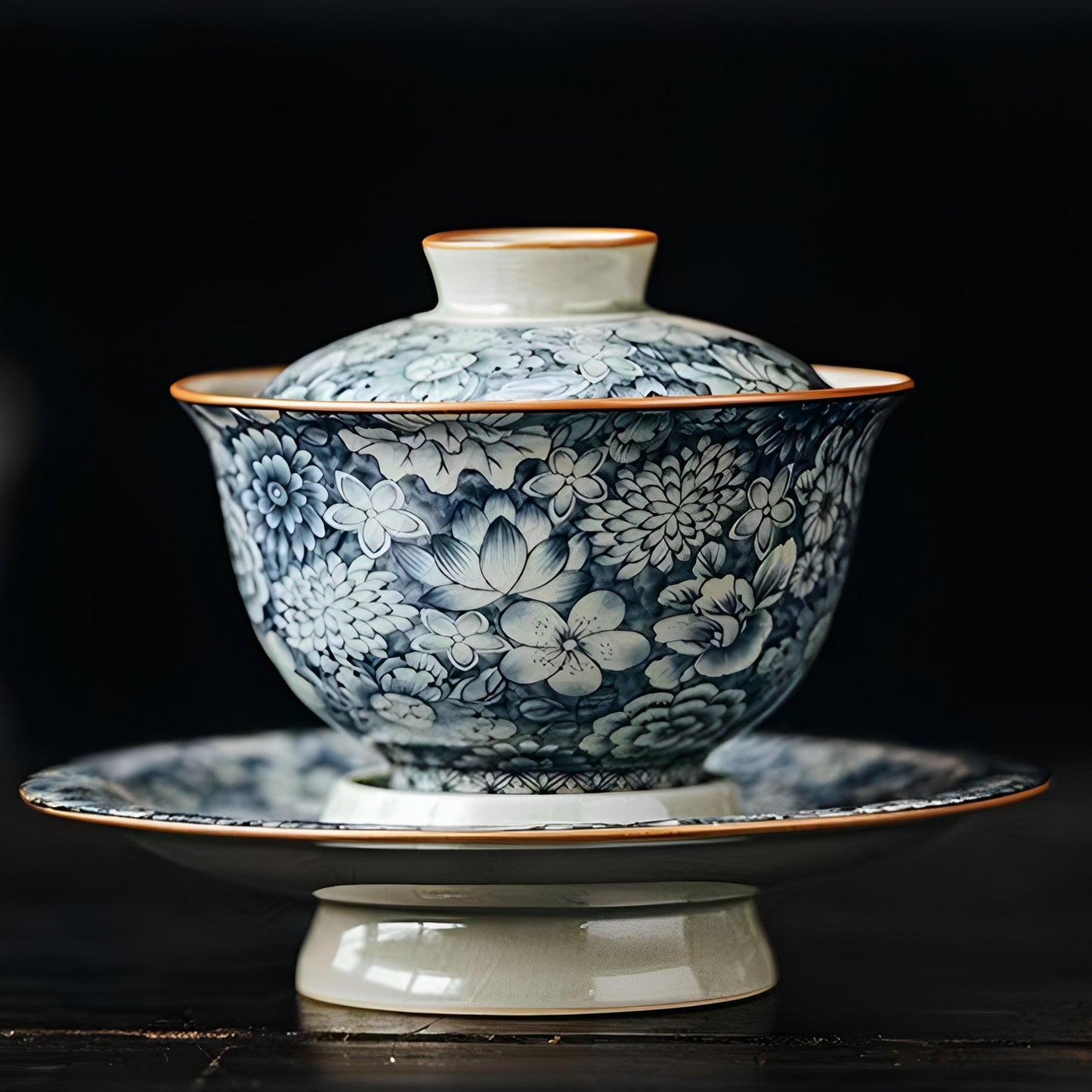 Blue-and-White Porcelain Lidded Tea Set
