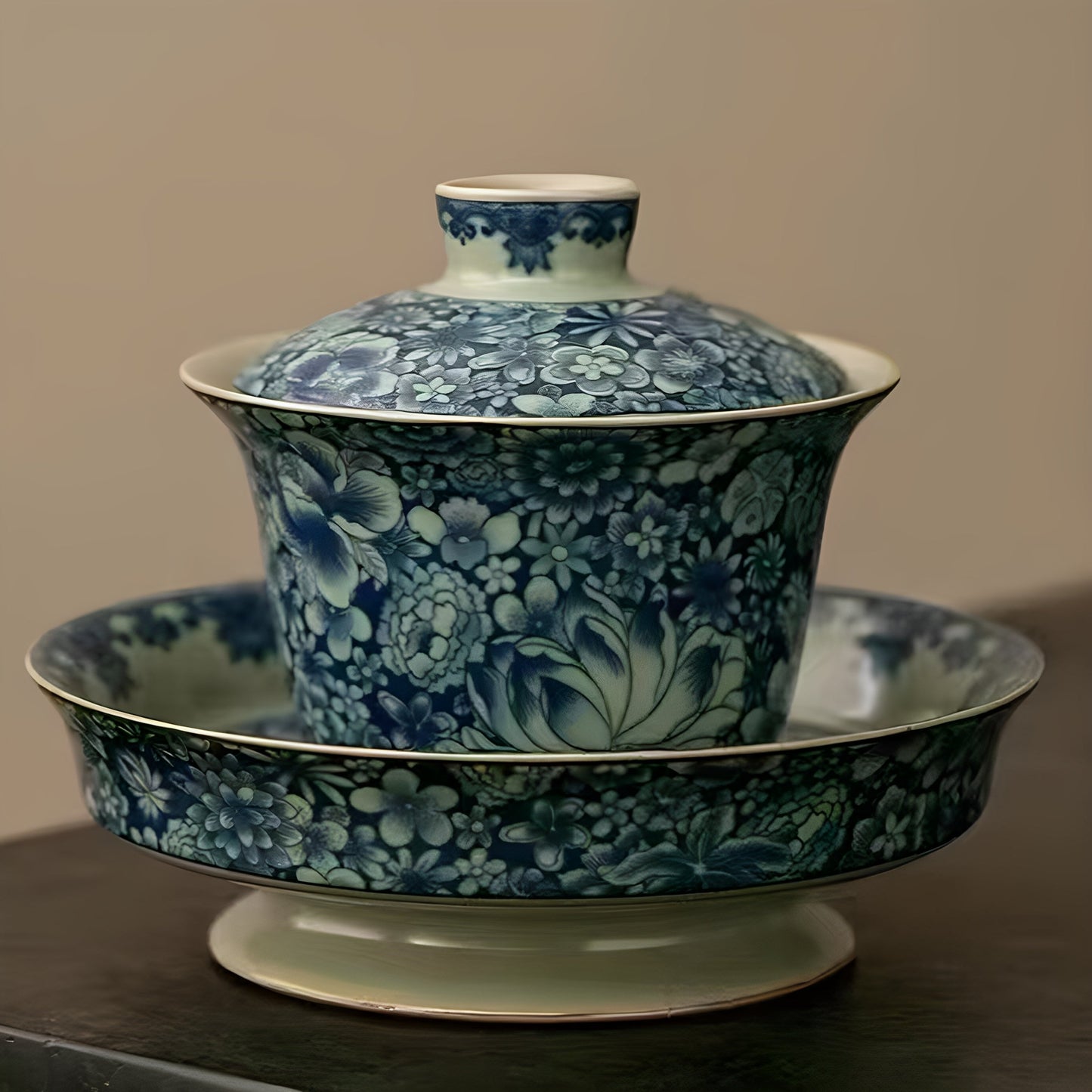 Blue & Gold Ming-Style Tea Set