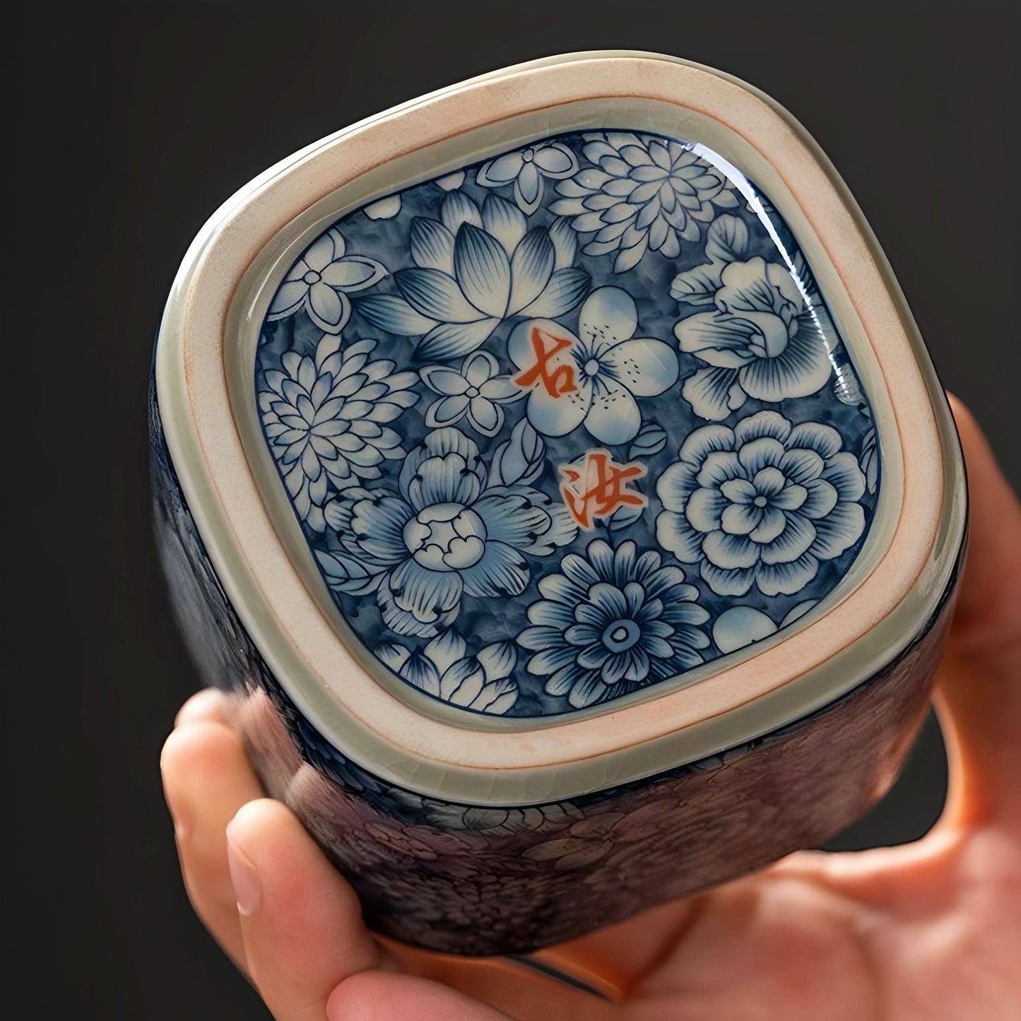 Blue-and-White Square Teacup