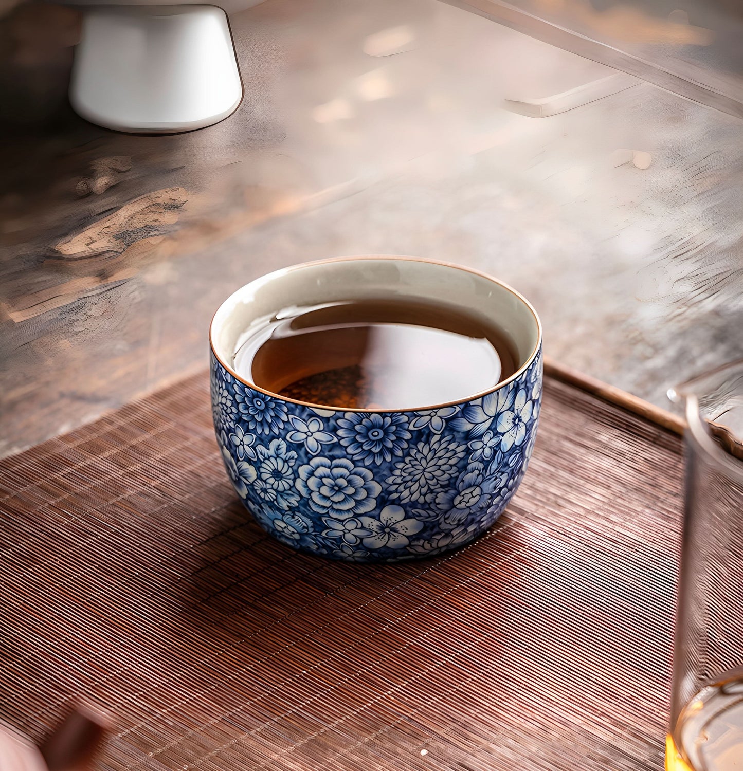Old Pottery Blue and White Tea Cups