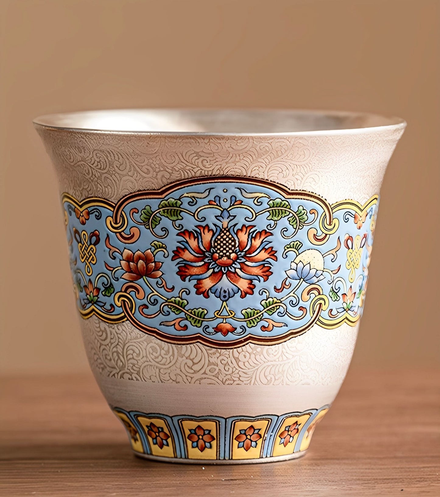 Silver-Gilt Enamel Tea Cup