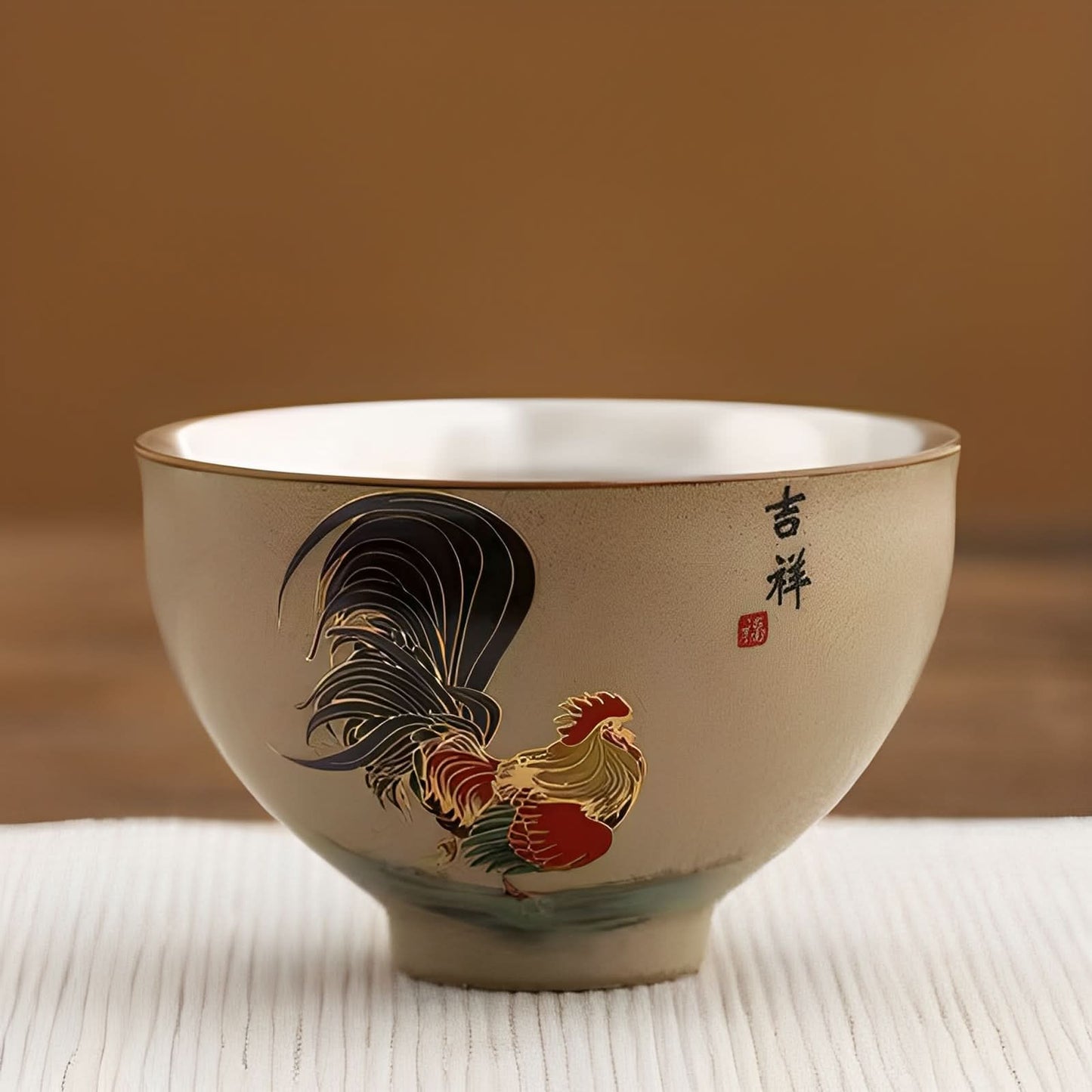 Silver-Inlaid Chicken Cup