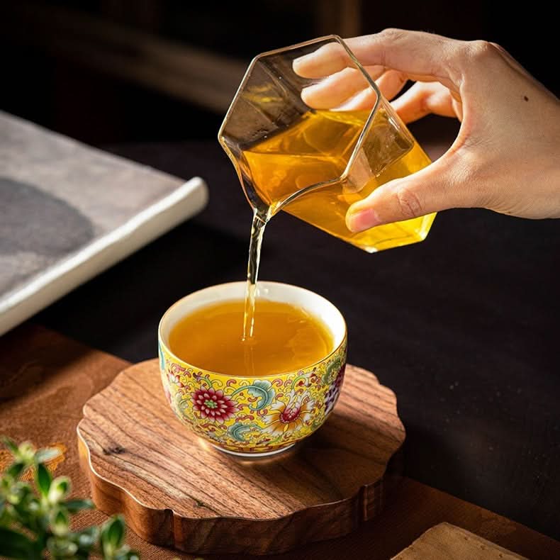Chai Kiln Painted Enamel Tea Cup