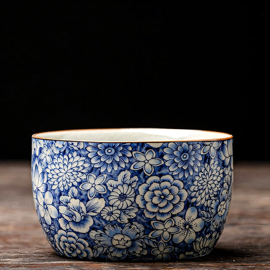 Old Pottery Blue and White Tea Cups