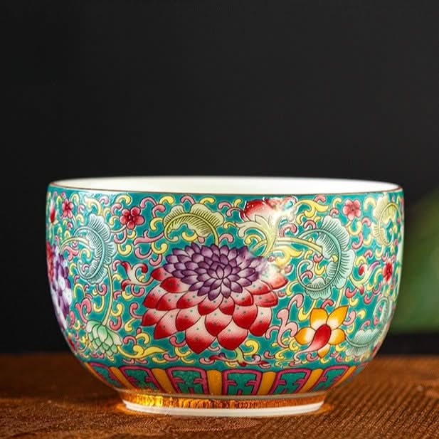 Chai Kiln Painted Enamel Tea Cup