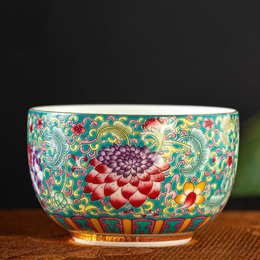 Chai Kiln Painted Enamel Tea Cup