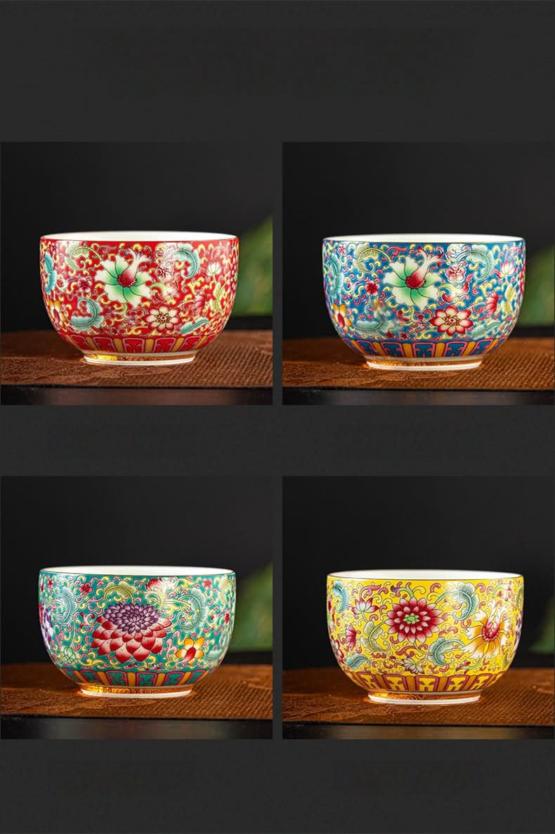 Chai Kiln Painted Enamel Tea Cup