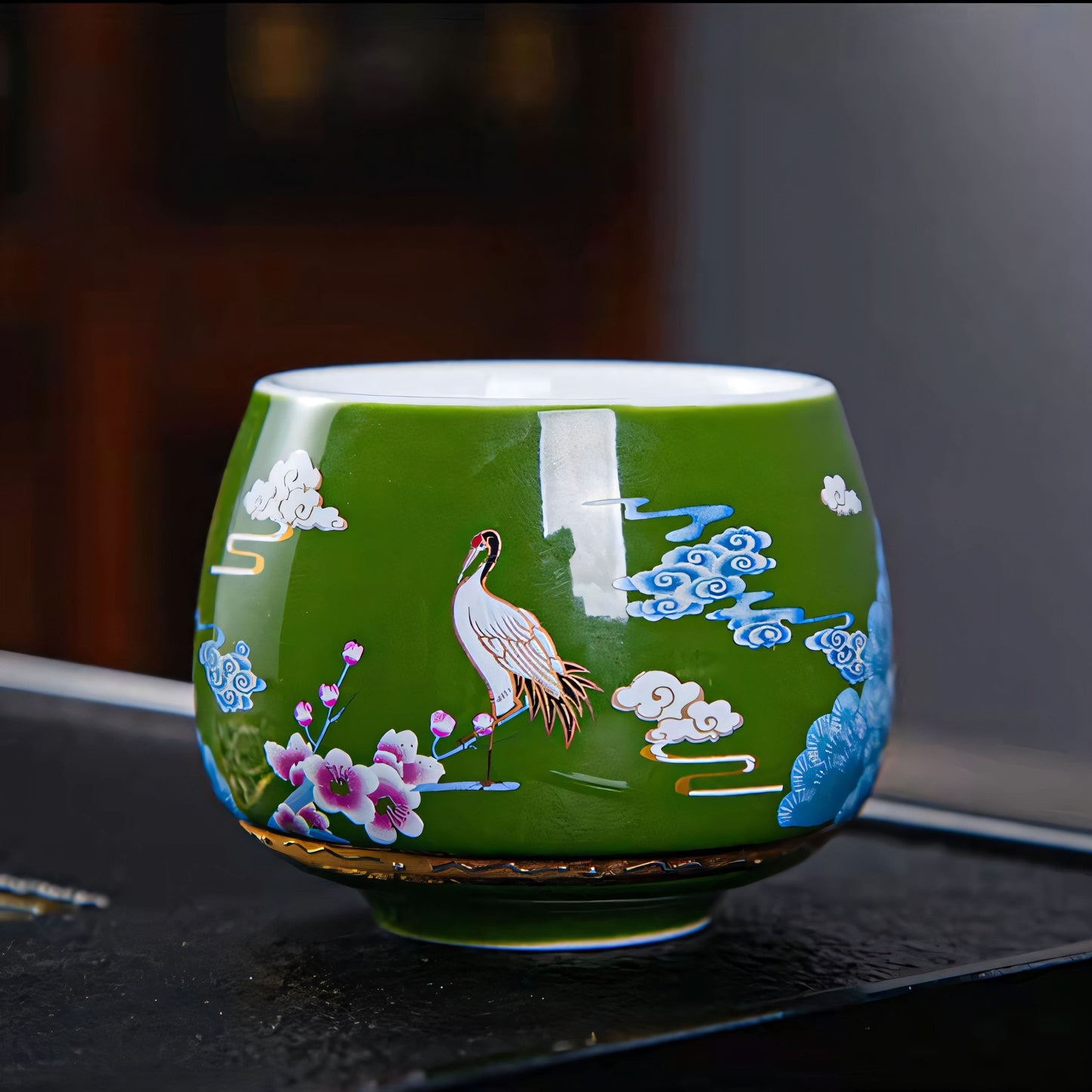 Xianhe Crane Ceramic Tea Cup