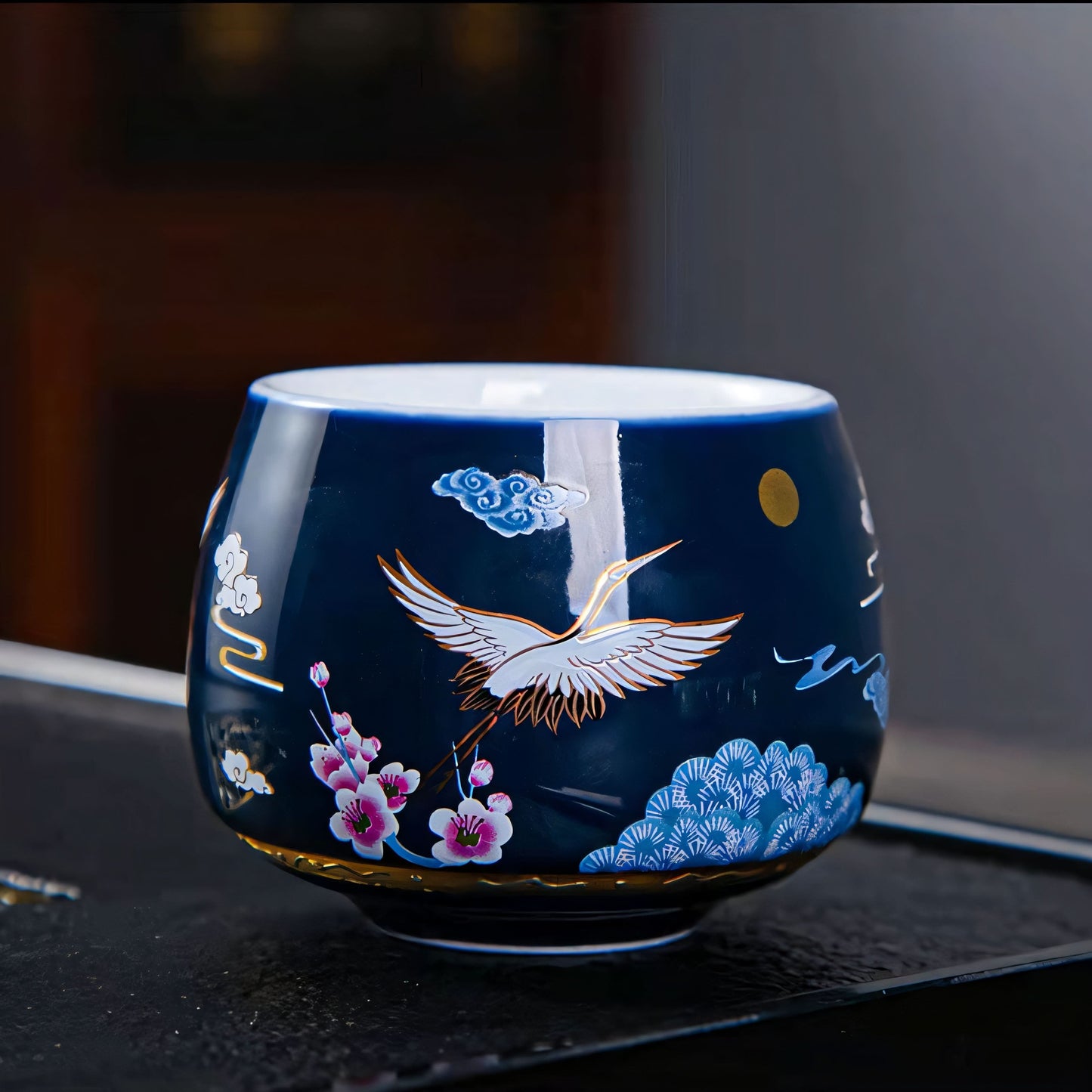 Xianhe Crane Ceramic Tea Cup