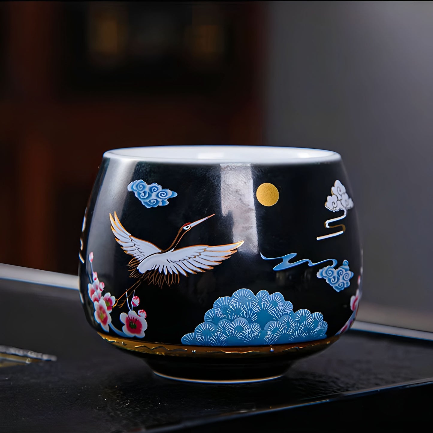 Xianhe Crane Ceramic Tea Cup