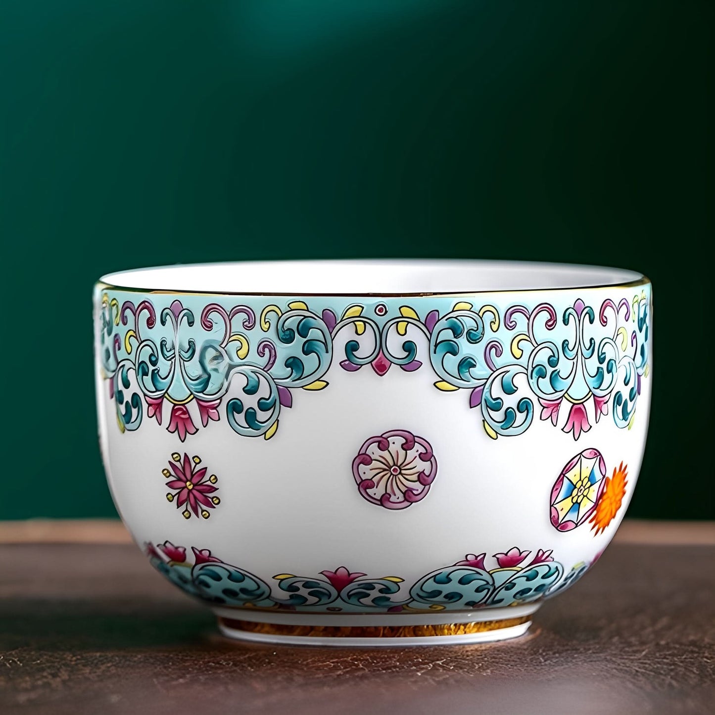 Chai Kiln Painted Enamel Tea Cup