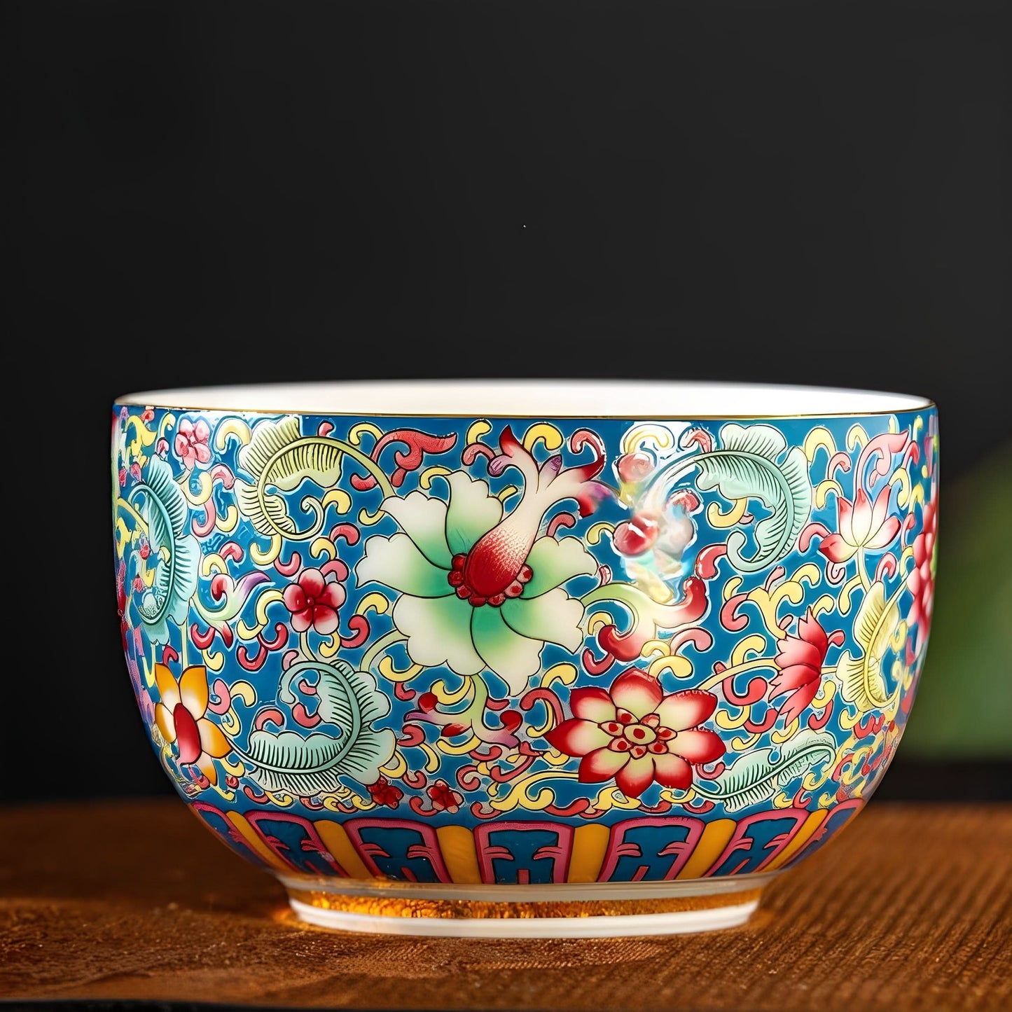Chai Kiln Painted Enamel Tea Cup